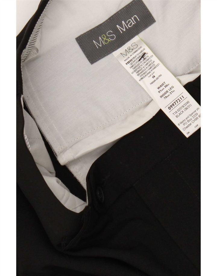Marks & Spencer muške hlače ravnog odijela W36 L31 crni poliester