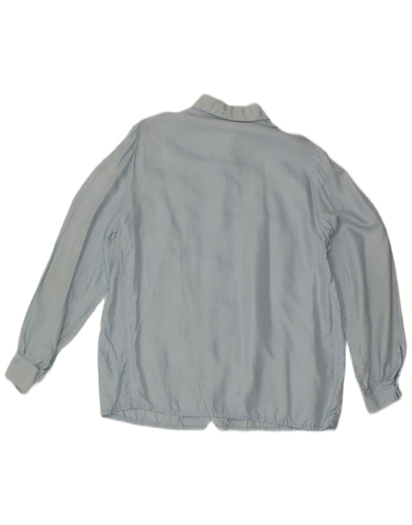 Vintage Womens Shirt Blouse UK 14 Medium Blue