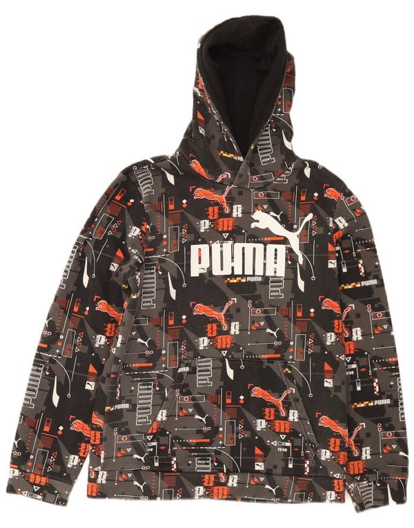 Puma Boys Graphic Hoodie Džemper 13-14 godina sivi geometrijski pamuk