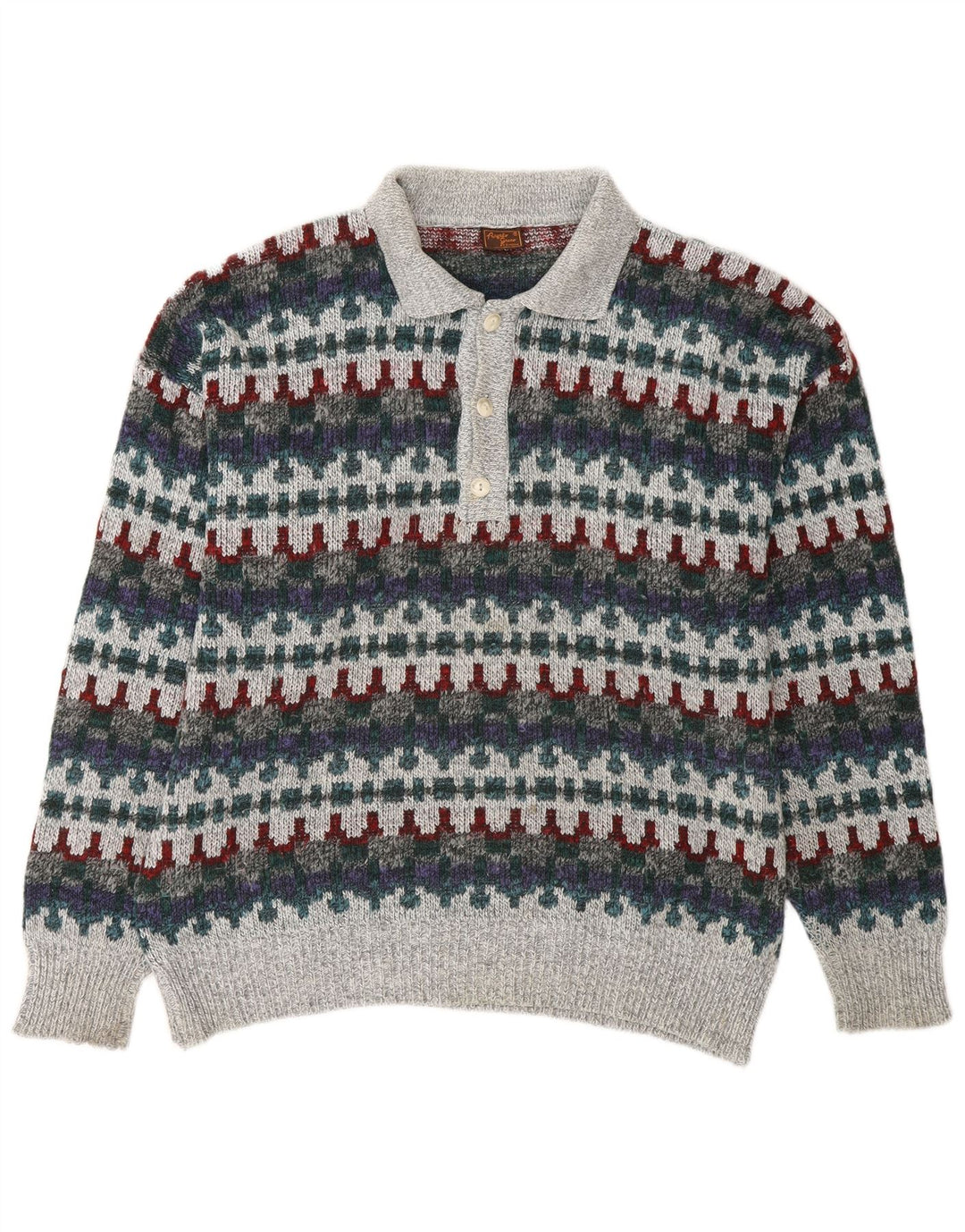 VINTAGE muški pulover s polo ovratnikom IT 48 srednje boje, Fair Isle
