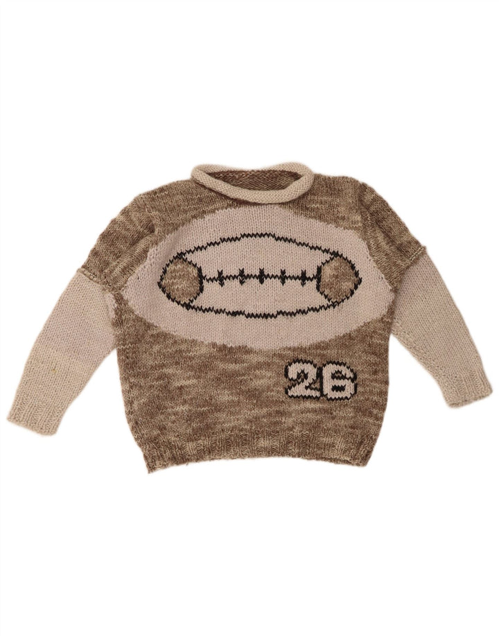 VINTAGE Boys Loose Fit Crew Neck Jumper Sweater 11-12 Years Grey