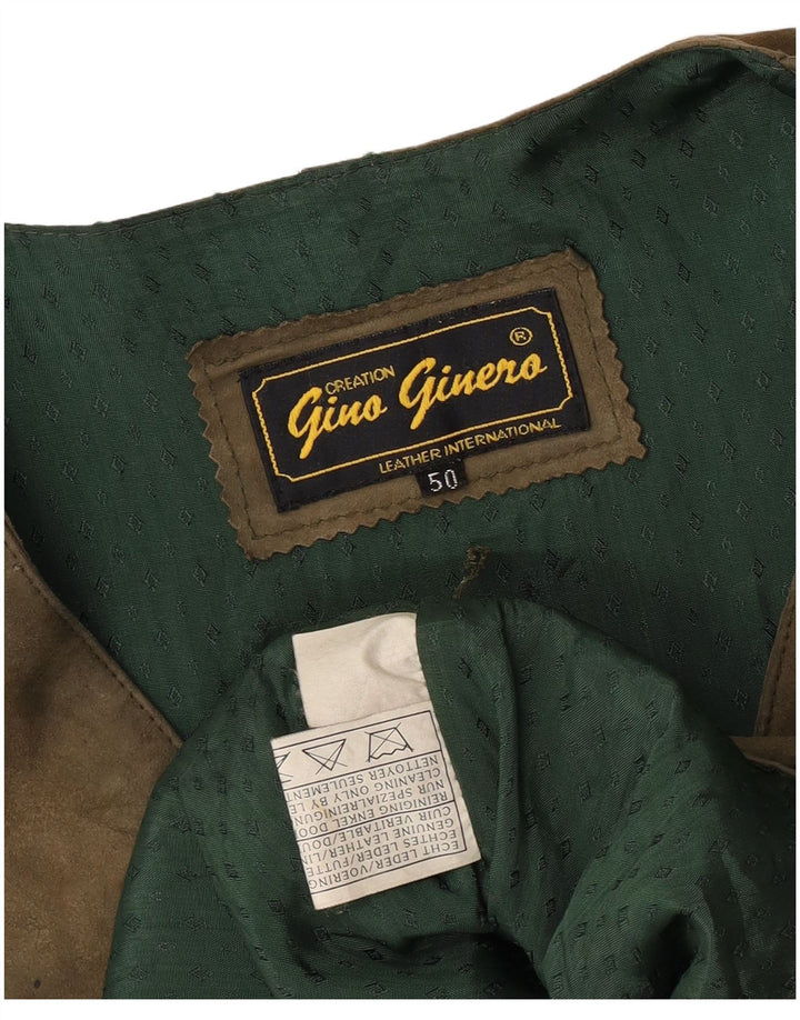 Vintage muški prsluk od brušene kože IT 50 srednje boje kaki kože