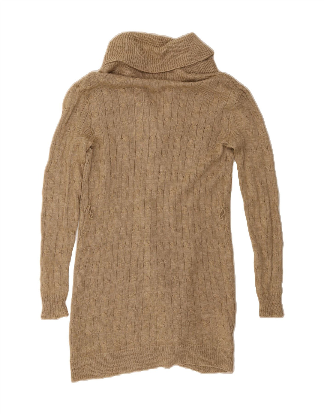 VINTAGE Womens Longline Open Cardigan Sweater UK 14 Medium Beige Vintage Vintage and Second-Hand Vintage from Messina Hembry 