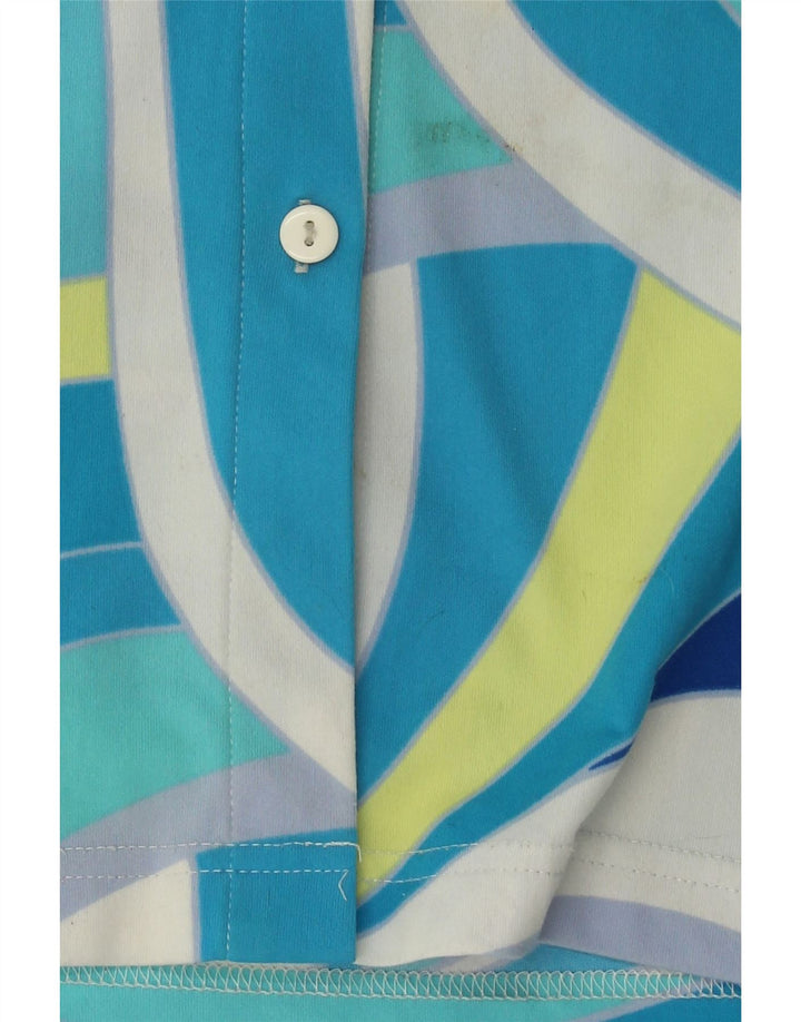 BIAGGINI Womens Abstract Pattern 3/4 Sleeve Shirt Blouse IT 42 Medium Blue Vintage Biaggini and Second-Hand Biaggini from Messina Hembry 