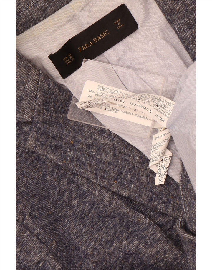 Zara ženski sako s jednim gumbom, UK 18 XL, plavi flekasti pamuk