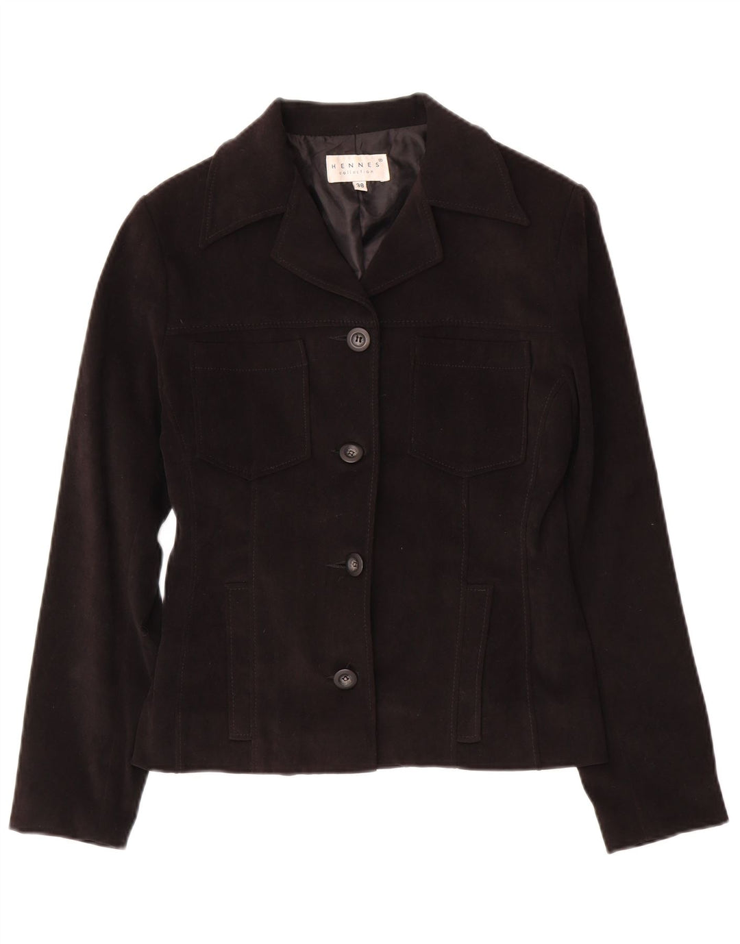 HENNES Womens 4 Button Blazer Jacket EU 38 Medium Black Polyester