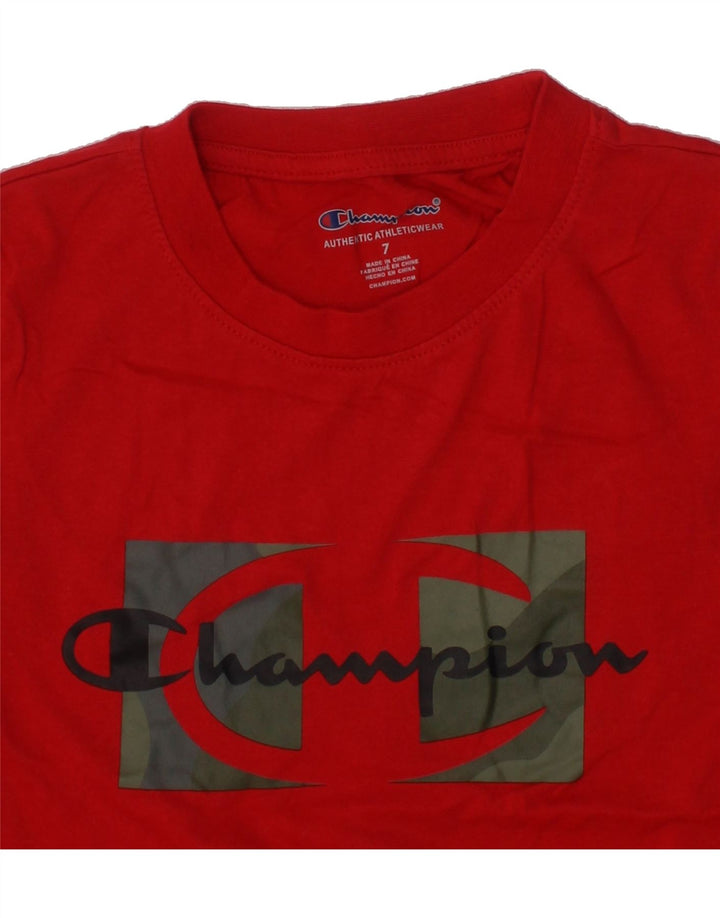 CHAMPION Boys Graphic Top Long Sleeve 6-7 Years Red Cotton Vintage Champion and Second-Hand Champion from Messina Hembry 