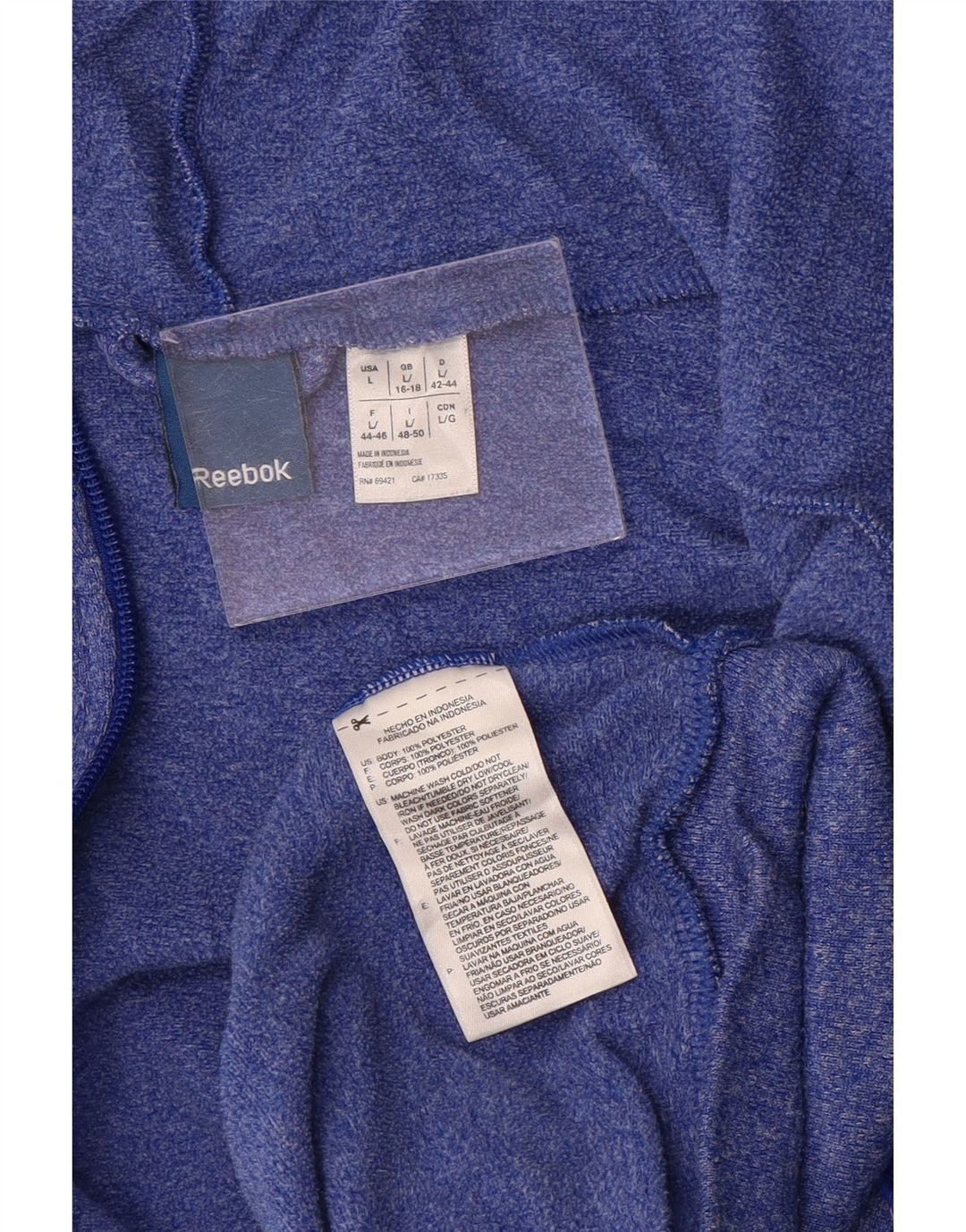 REEBOK Ženski pulover s kapuljačom na patentni zatvarač UK 16/18 Veliki plavi poliester