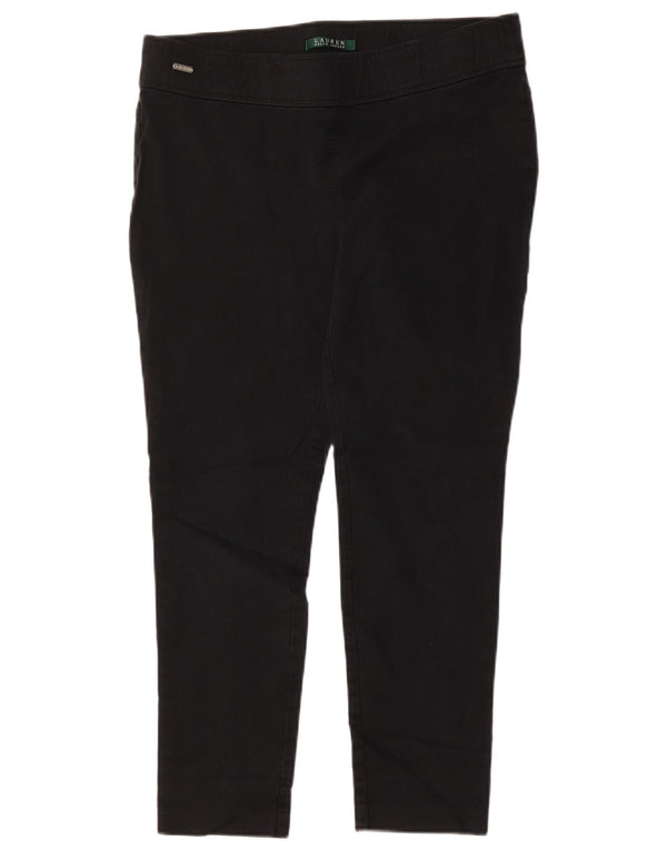 Ralph Lauren Womens Slim Casual Trousers US 12 Large W34 L27 Black Cotton