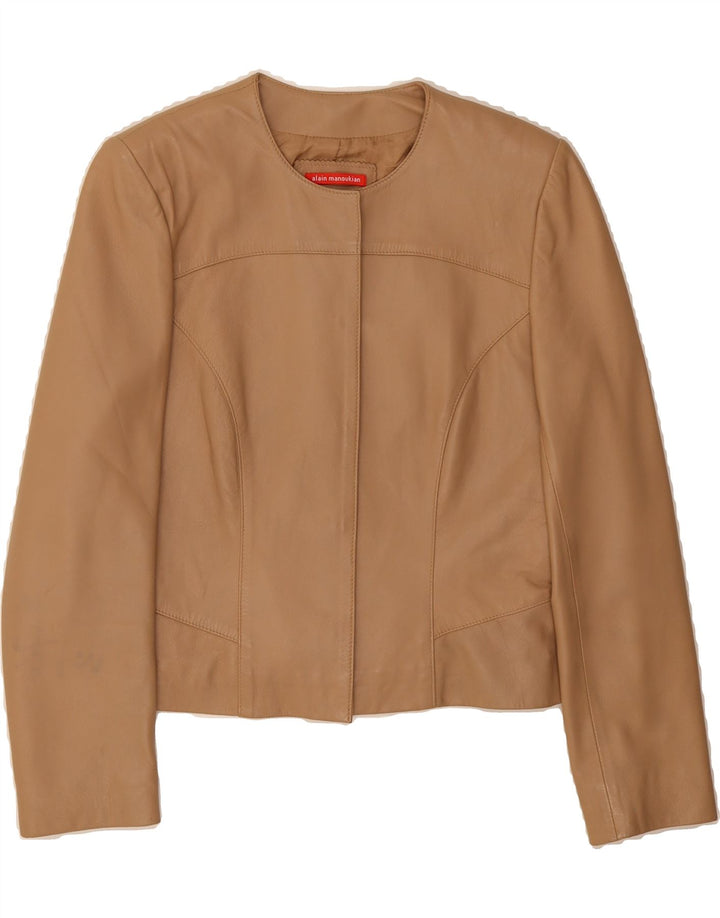 ALAIN MANAOUKIAN Womens Crop Leather Jacket EU 40 Medium Beige Vintage Alain Manaoukian and Second-Hand Alain Manaoukian from Messina Hembry 