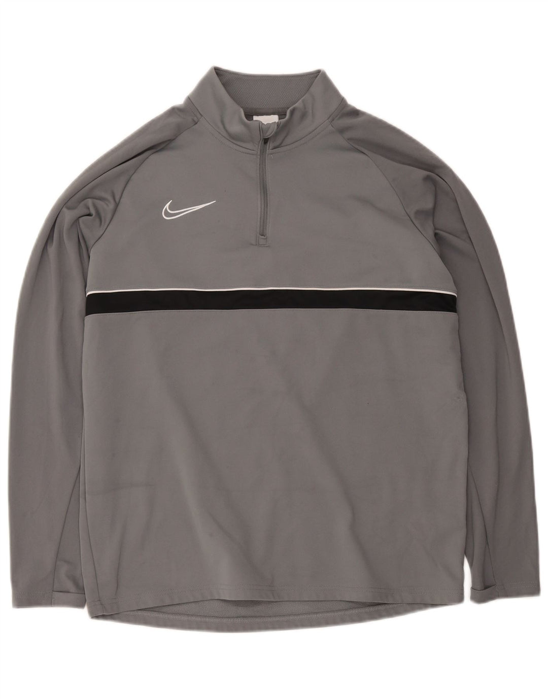 Nike Dri Fit majica s izrezom na patent i gornji dio velike sive boje