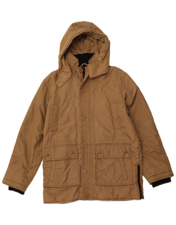 ASTROLABIO Mens Hooded Hooded Padded Jacket UK 42 XL Brown Nylon