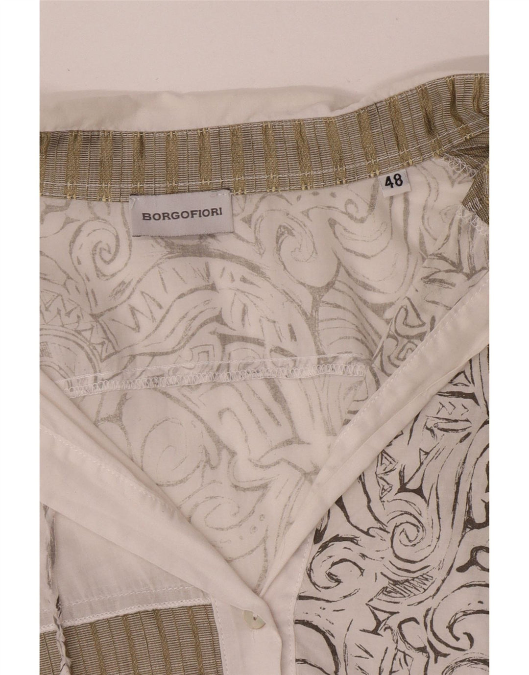 Borgofiori ženska košulja bluza s 3/4 rukavima IT 48 XL bijeli patchwork