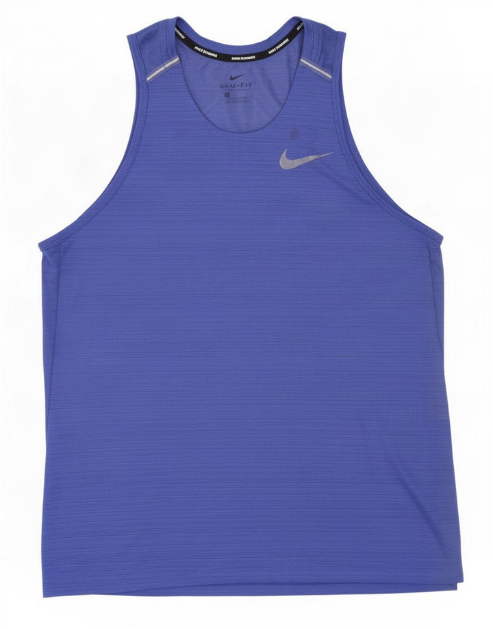 Nike Dri Fit Vest Top Large Blue Pinstripe Poliester
