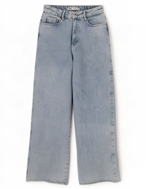 Zara ženske traperice širokih nogavica visokog struka EU 34 2XS W24 L26 plavi pamuk