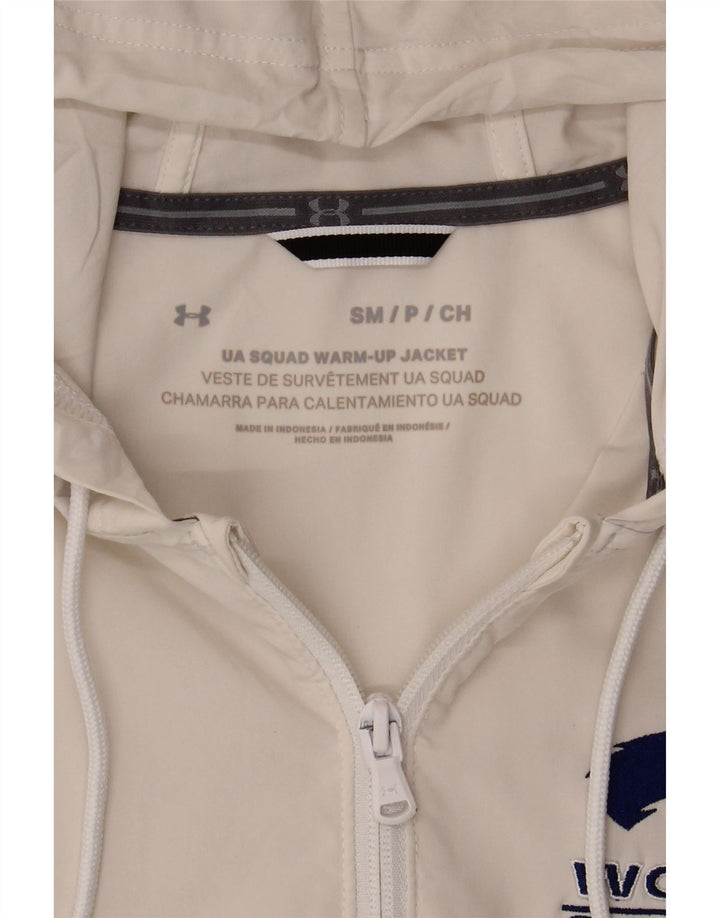 UNDER ARMOUR Mens Hooded Tracksuit Top Jacket Small Off White Colourblock Vintage Under Armour and Second-Hand Under Armour from Messina Hembry 