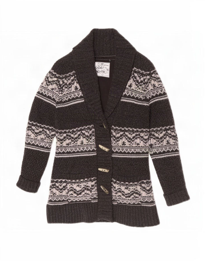 Fat Face ženski kardigan džemper UK 12 srednje sivi Fair Isle Lambswool
