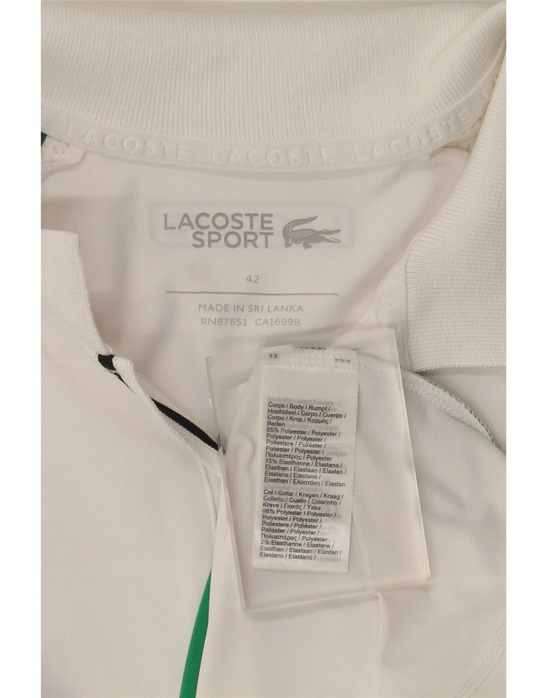 Lacoste ženska polo majica veličine 42, veliki bijeli poliester u boji