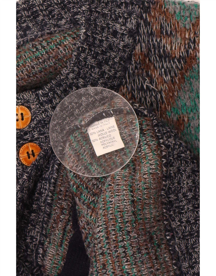 Vintage muški kardigan džemper srednje boje Argyle/Diamond Wool
