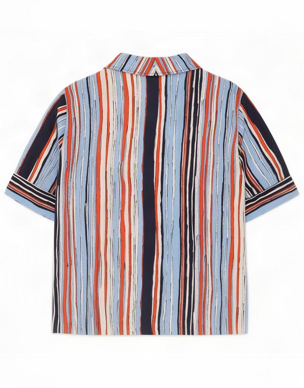 Vintage Womens Short Sleeve Shirt UK 16 Large Multicoloured Striped