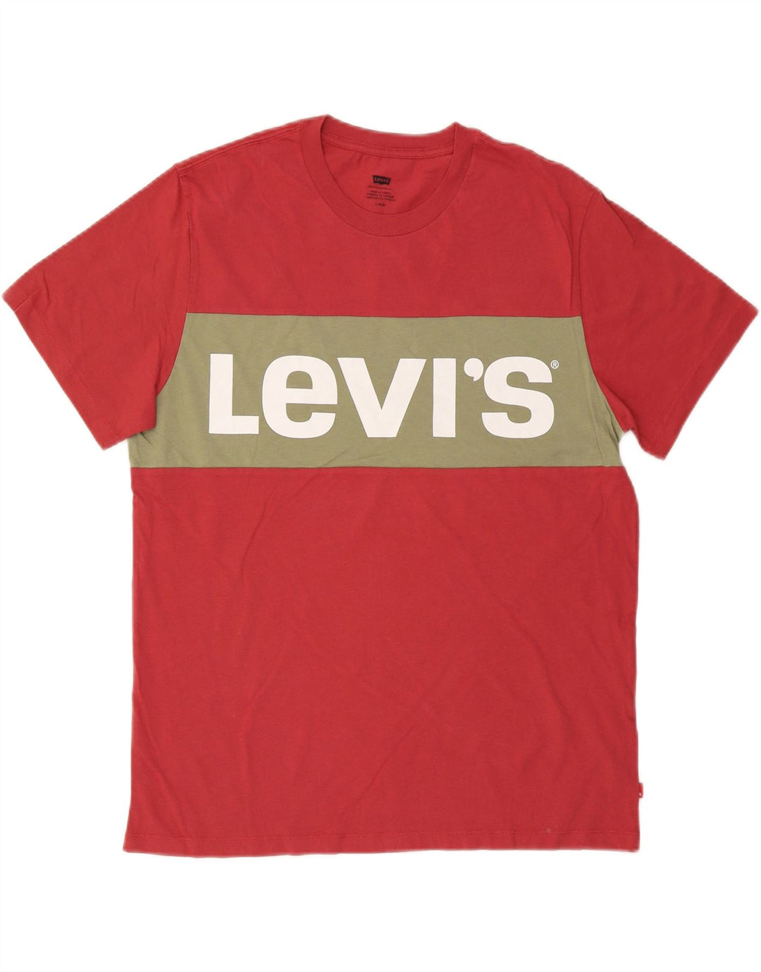 LEVI'S Mens Graphic T-Shirt Top Large Red Colourblock