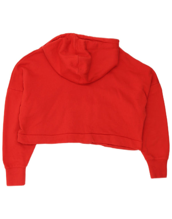 ADIDAS Womens Oversized Graphic Crop Hoodie Jumper UK 10 Small Red