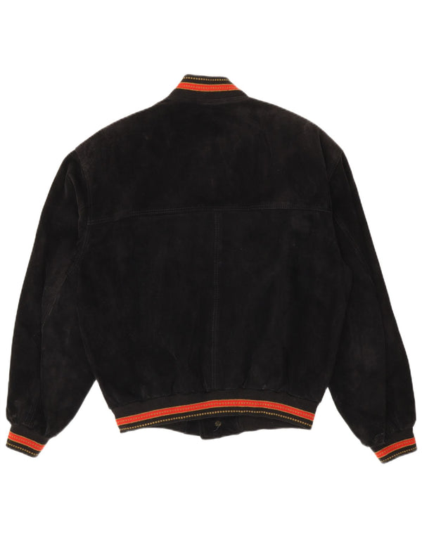 Vintage muška bomber jakna od brušene kože IT 48 srednje crne prugaste kože
