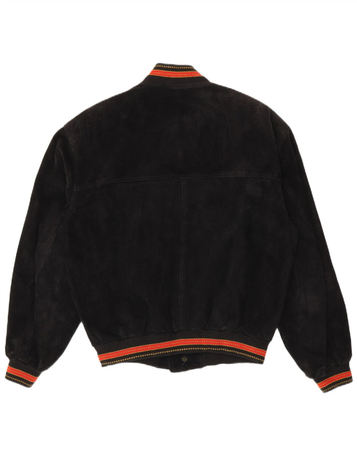Vintage muška bomber jakna od brušene kože IT 48 srednje crne prugaste kože