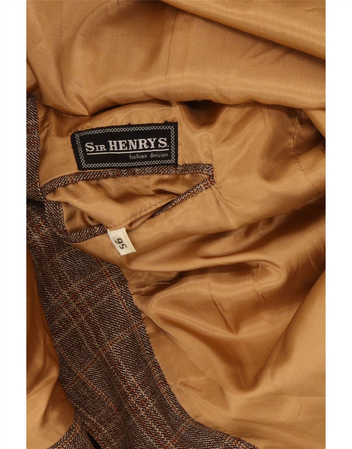 Sir Henry's muški sako s 2 gumba UK 40 veliki smeđi karirani