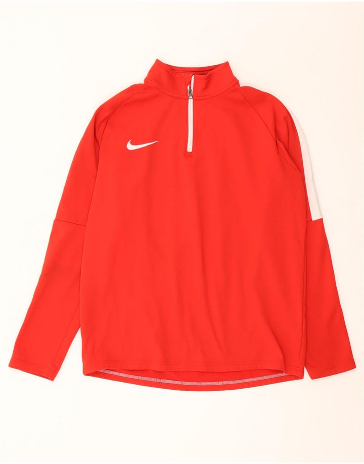 Nike Dri Fit majica s izrezom i dugim rukavima srednje crvene boje od poliestera