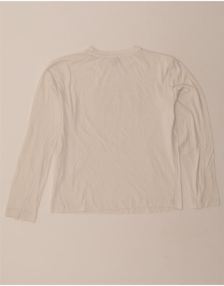 CALVIN KLEIN JEANS Womens Graphic Top Long Sleeve UK 14 Medium White Vintage Calvin Klein Jeans and Second-Hand Calvin Klein Jeans from Messina Hembry 