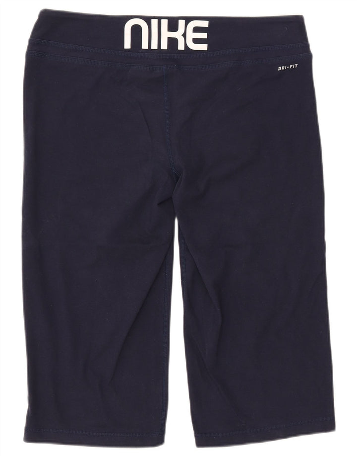 NIKE Ženske Dri Fit Graphic Bermuda Sport Shorts UK 16 Large Navy Blue