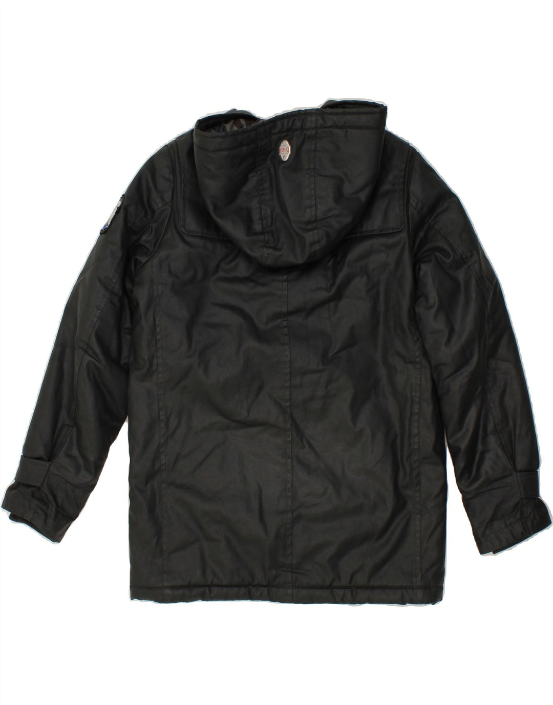 REPLAY Boys Hooded Duffle Jacket 11-12 Years Black Polyester Vintage Replay and Second-Hand Replay from Messina Hembry 