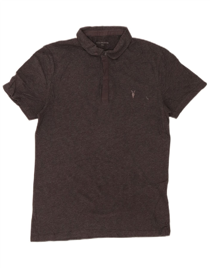 ALL SAINTS Mens Polo Shirt Small Grey Cotton