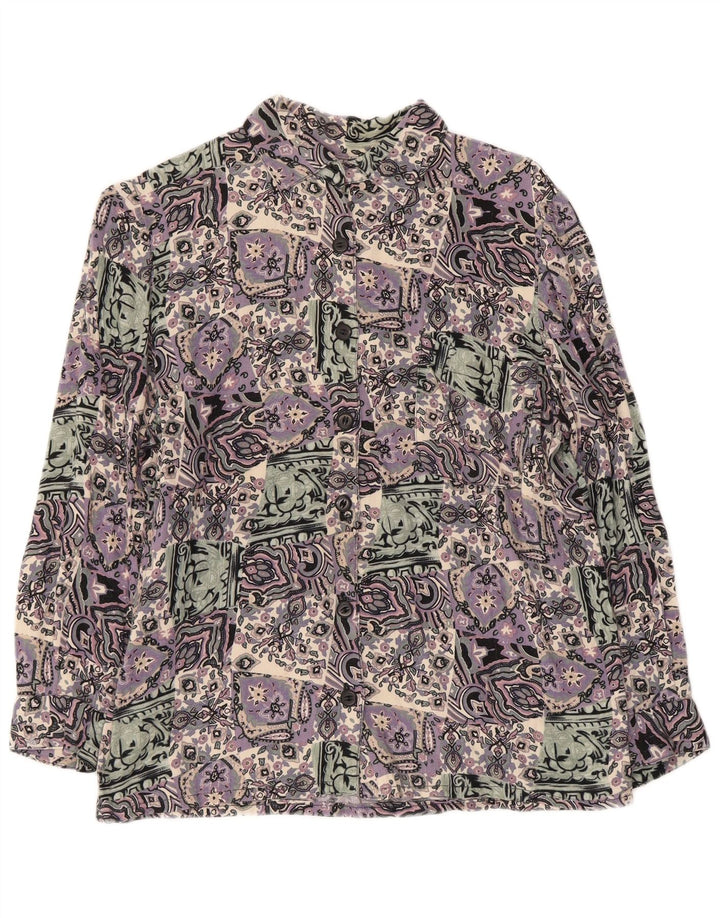 Vintage ženska košulja 3/4 rukava UK 14 srednje raznobojna krpa