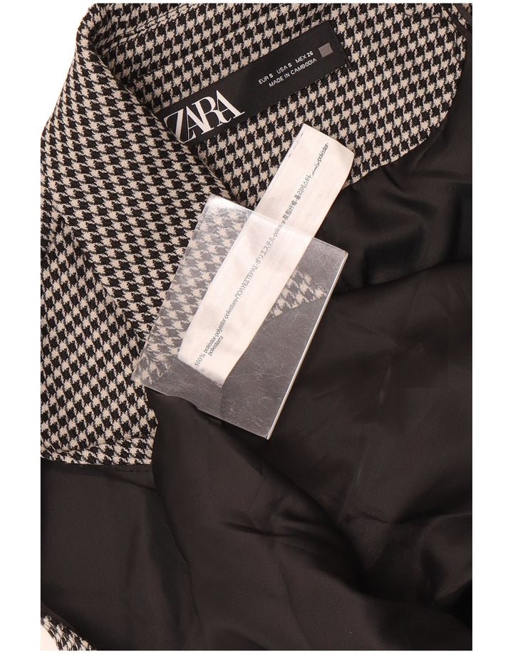 Zara ženska prekomjerna dugačka majica UK 10 Mala crna houndstooth
