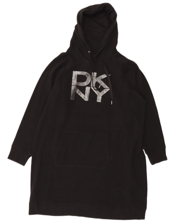 Dkny ženska velika grafička haljina s kapuljačom dugih rukava UK 18 XL crna