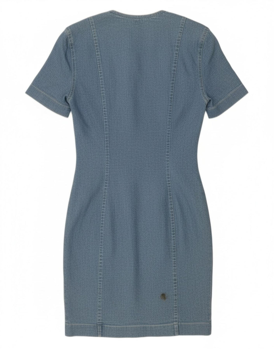 VINTAGE Womens Denim Dress IT 42 Medium Blue Cotton