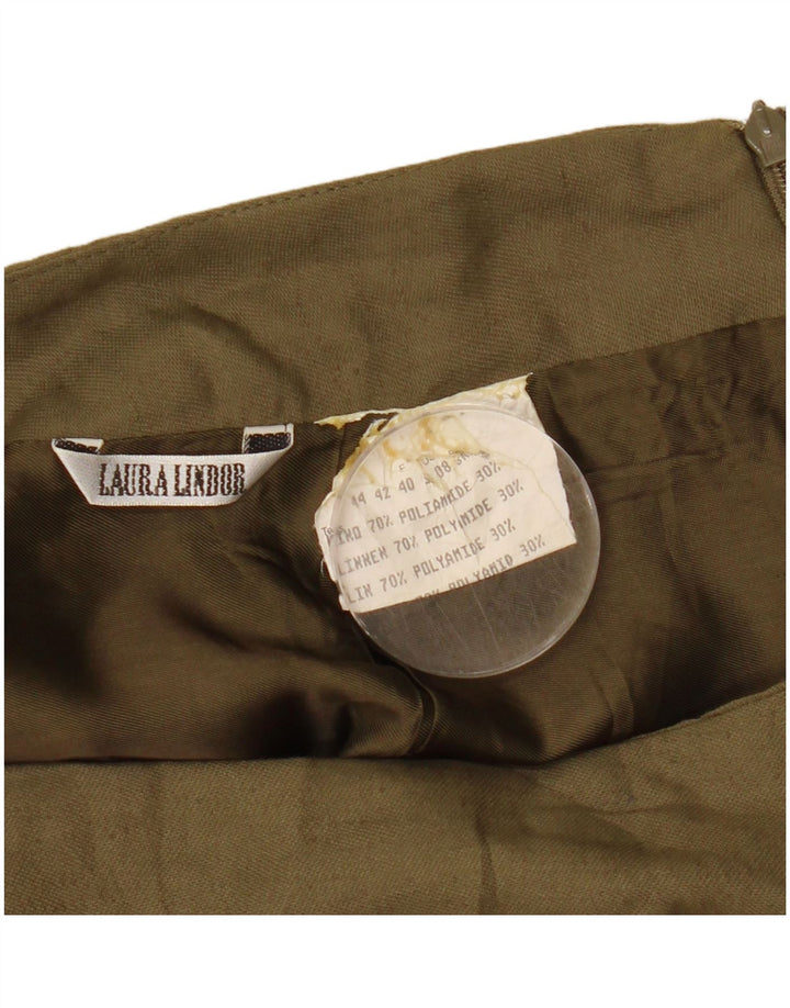 LAURA LINDOR Ženska mini suknja EU 40 srednje veličine W28 kaki poliamid