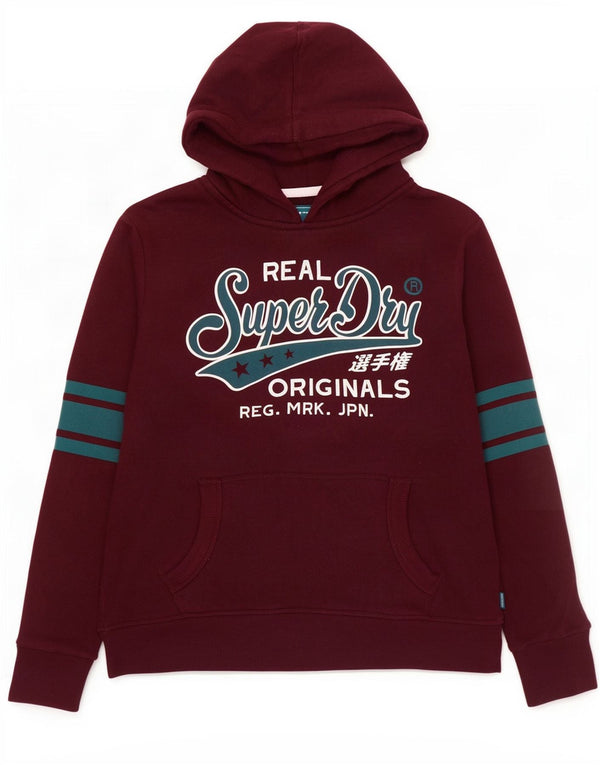 Superdry ženska majica s kapuljačom Heritage Graphic UK 14 Large Burgundy Pamuk
