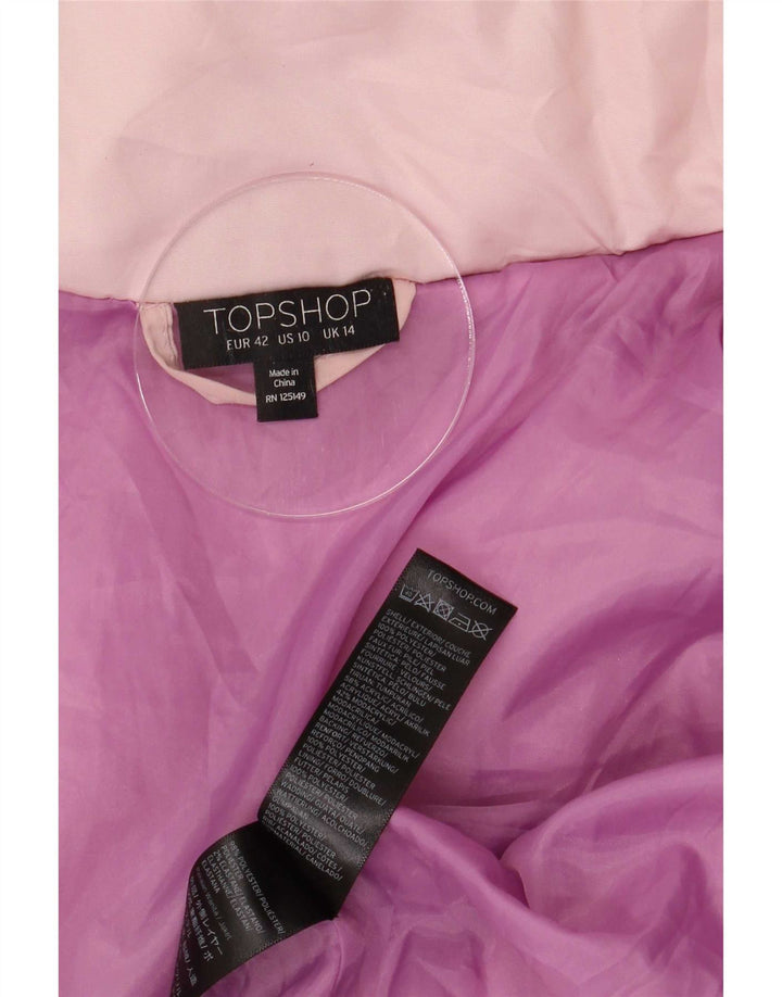 Topshop ženska prevelika podstavljena jakna s kapuljačom UK 14 velika ružičasta poliester