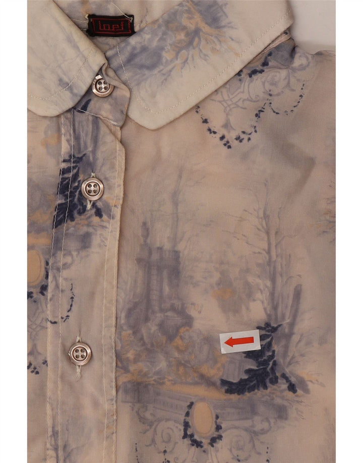 VINTAGE Womens Shirt UK 12 Medium Beige Floral Vintage Vintage and Second-Hand Vintage from Messina Hembry 
