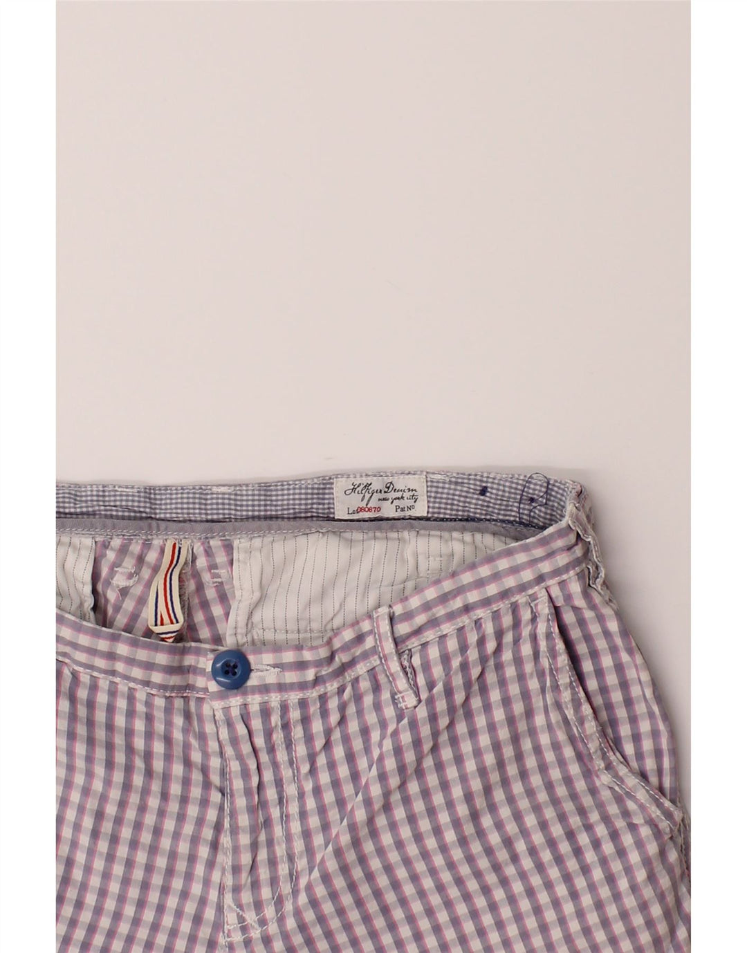 TOMMY HILFIGER Womens Chino Shorts W30 Medium  Purple Gingham Cotton Vintage Tommy Hilfiger and Second-Hand Tommy Hilfiger from Messina Hembry 