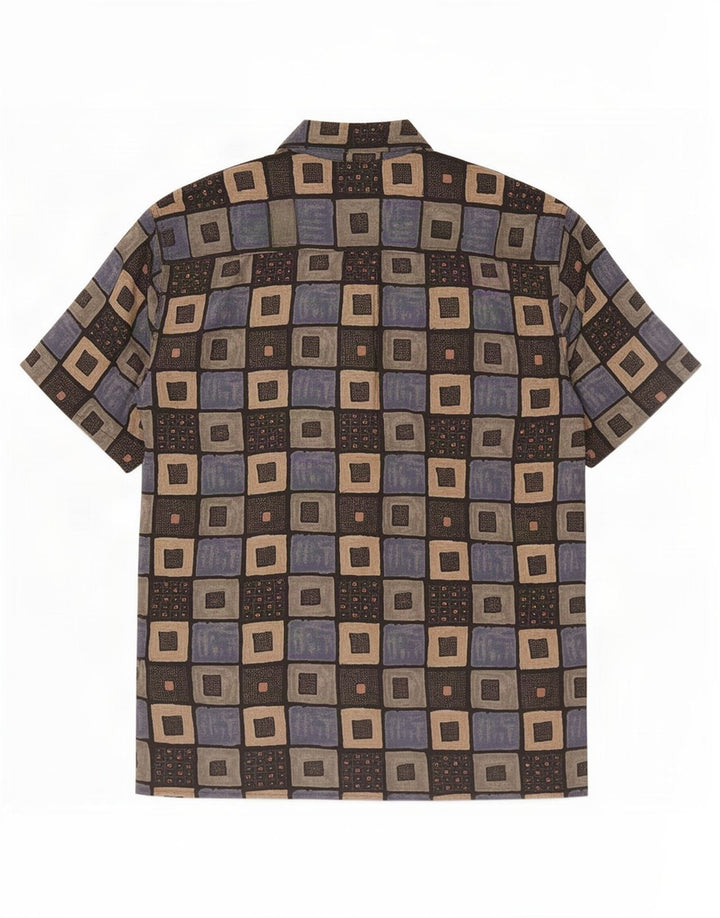 Vintage muška košulja kratkih rukava srednje raznobojne geometrije
