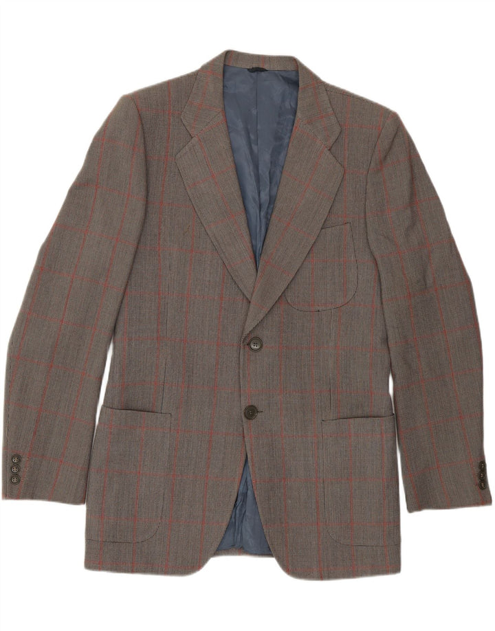 REDA Mens 2 Button Blazer Jacket UK 38 Medium Grey Check Virgin Wool Vintage Reda and Second-Hand Reda from Messina Hembry 