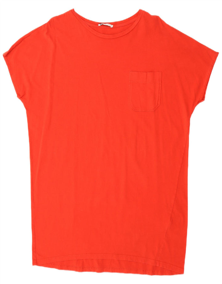 ZARA Womens Oversized T-Shirt Top UK 14 Medium Red Cotton