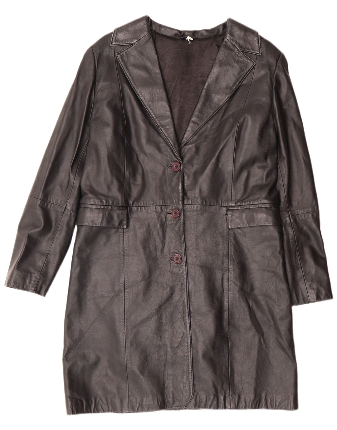 Vintage ženski kožni kaput UK 14 Srednja crna koža