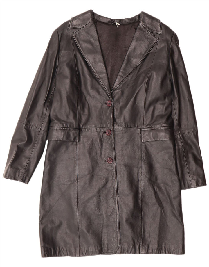 Vintage ženski kožni kaput UK 14 Srednja crna koža