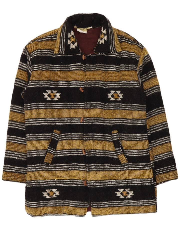 Vintage muški Duffle Coat UK 40 Velika raznobojna geometrijska vuna