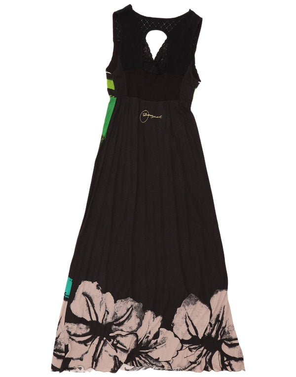 DESIGUAL Womens Sleeveless Maxi Dress UK 8 Small Black Floral